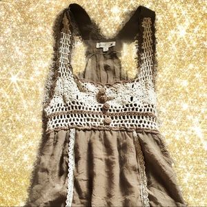 MINE size M crocheted silky beautiful tank hippie